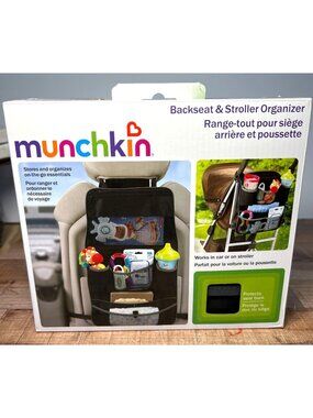 Munchkin Backseat & Stroller Organizer For Travel Essentials Black